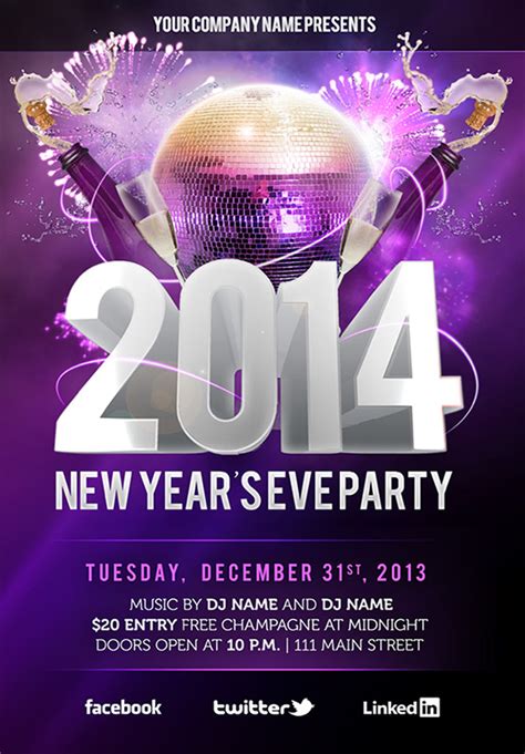 Download the best creative club and party templates | clubpartyflyer. Free New Year's Eve PSD Party Flyer Template Download on ...
