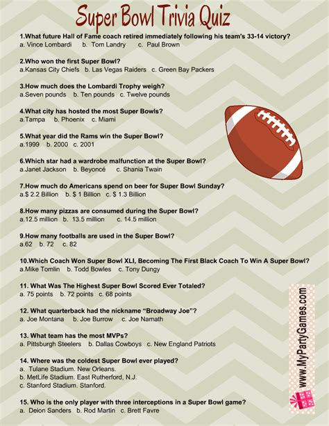 Super Bowl Trivia Questions And Answers Pdf Image To U