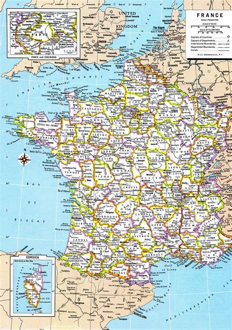 France Map Instant Download 1980 Printable Map Digital Etsy