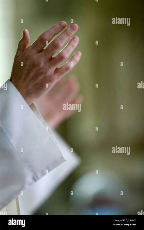 Catholic Priest Eucharist Celebration In Church Stock Photo Alamy