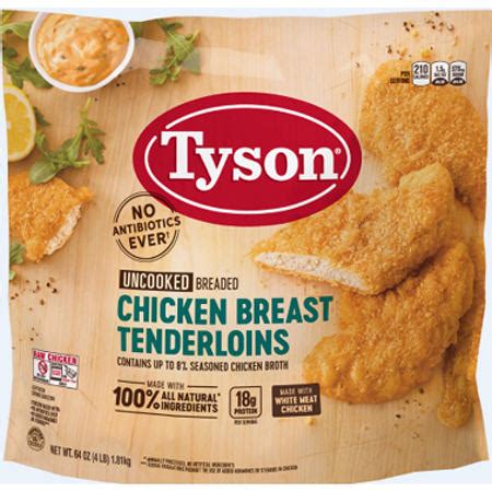 With 0 grams of trans fat and 16 grams. Tyson Breaded Chicken Breast Tenderloins (4 lbs.) - Sam's Club