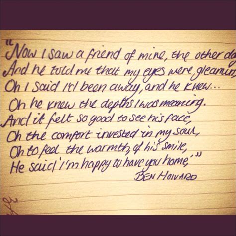 Beautifully poignant lyrics by Ben Howard