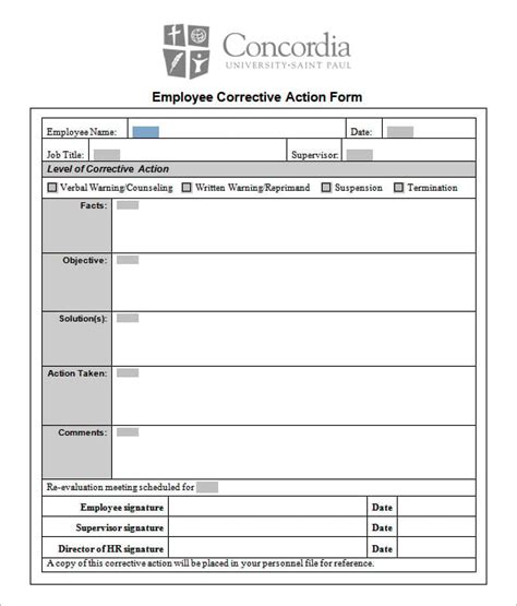 Corrective Action Template Tutoreorg Master Of Documents