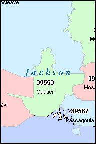 8 cities within 15 miles of the city of mississippi state, ms. JACKSON County, Mississippi Digital ZIP Code Map