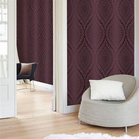 Damask Wallpaper Metallic Glitter Sparkle Textured Embossed Luxury