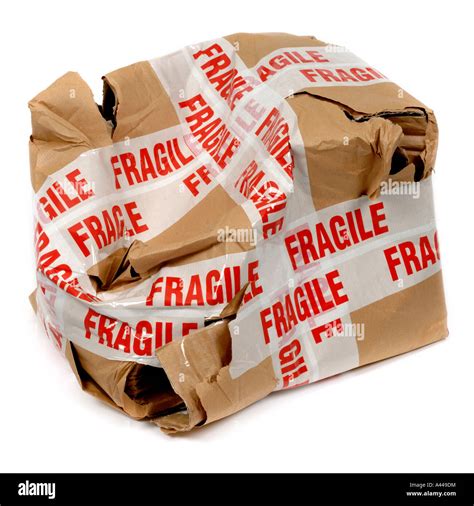 Damaged Parcel With Fragile Tape Stock Photo Alamy