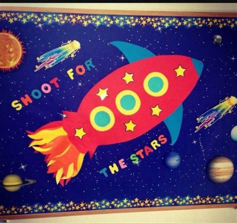 Shoot For The Stars Bulletin Board Space Theme Classroom Preschool