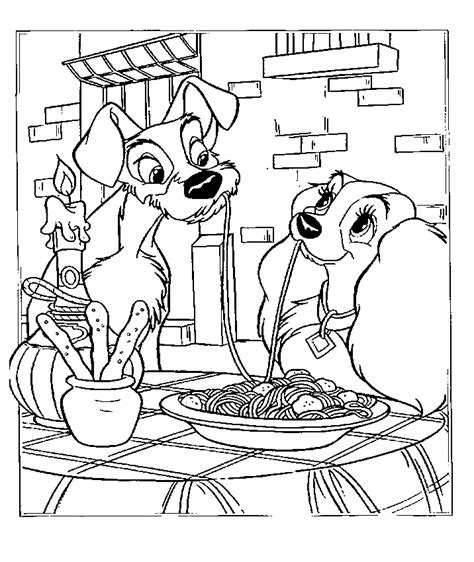 Lady And The Tramp Christmas Coloring Pages