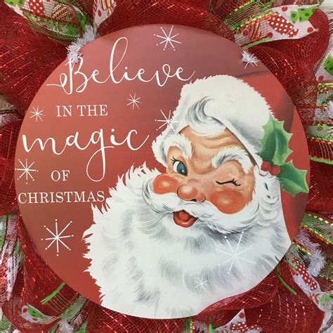 Believe In The Magic Of Christmas Santa Claus Deco Mesh Etsy
