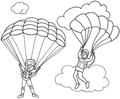 Printable Cute Parachute Coloring Page