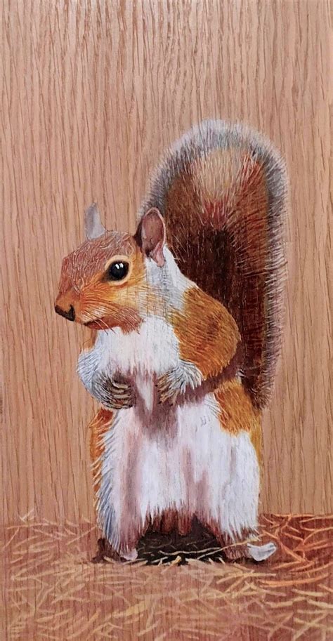 Painting Of A Squirrel On Oak Original Art Under 100 Squirrel