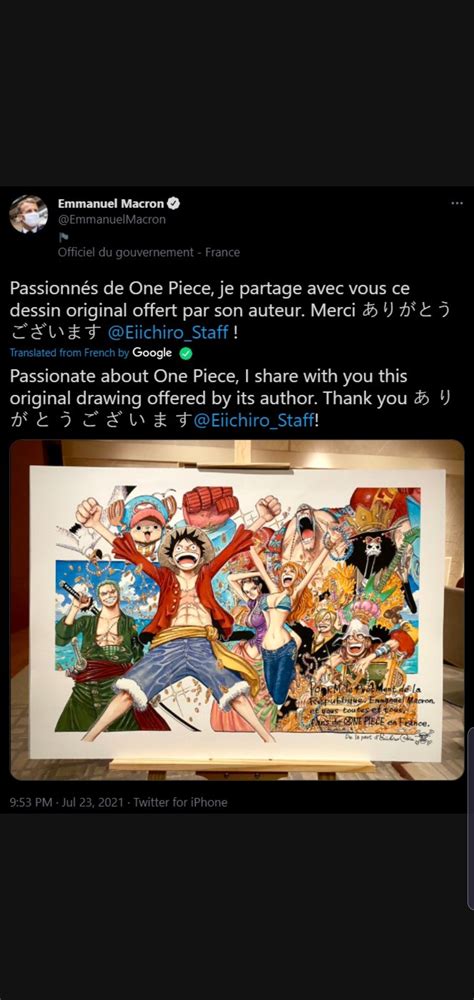 Message From The French President No One Knew He Is A Fan Of One Piece