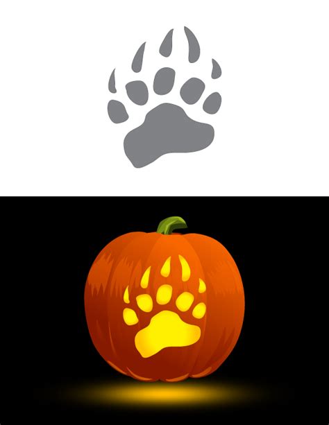 A Carved Pumpkin With Paw Prints On It Printable Dog Paw Print