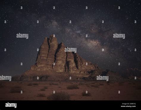 Starry Night In Wadi Rum Desert Jordan Stock Photo Alamy