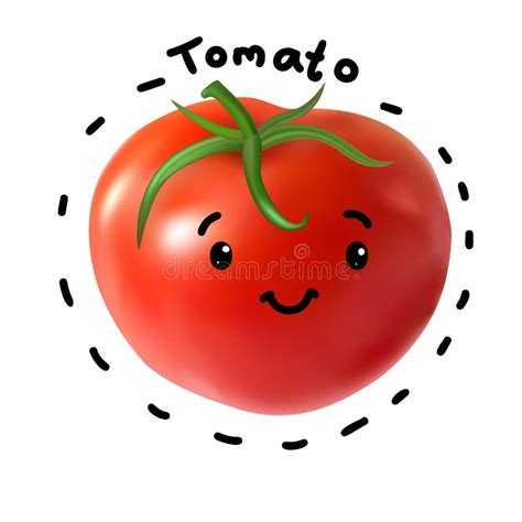 Cartoon Tomato Character Smiling And Happy Isolated On White