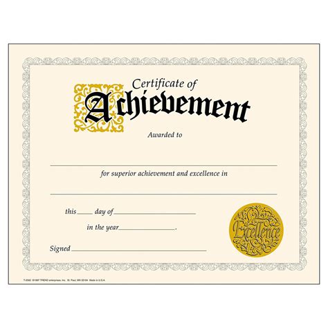 Blank Certificate Of Achievement Template Sample Design Templates