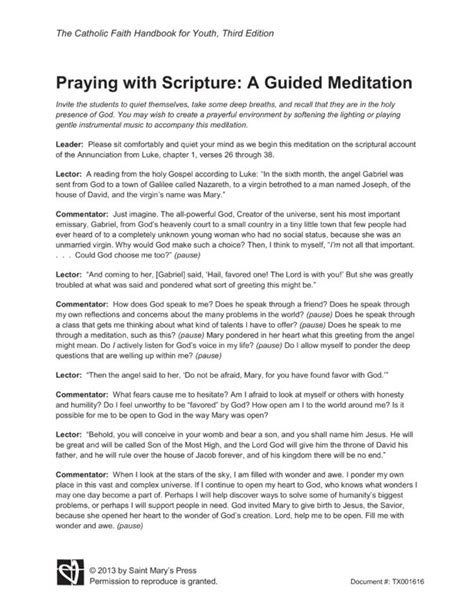 Praying With Scripture A Guided Meditation Saint Marys Press