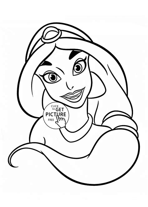 Disney Princess Jasmine Face Coloring Page For Kids Disney