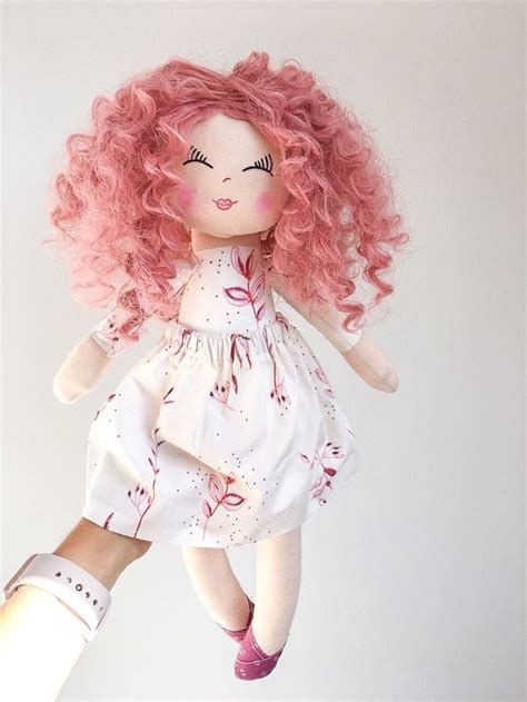 Handmade Doll Custom Doll Rag Doll Pink Hair Fabric Doll Etsy Uk