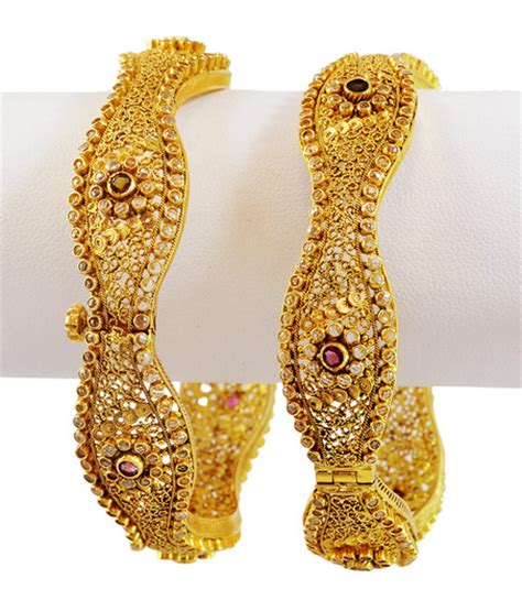 Designer Antique Polki Kadas Indian Jewellery Designs