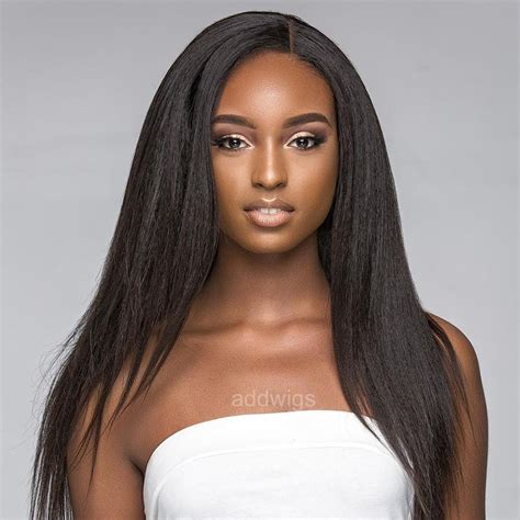 Light Yaki Straight Wig For Black Women Uk Human Hair 360 Frontal Wigs