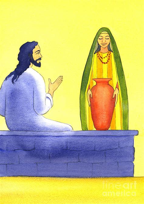Jesus Meets The Samaritan Woman At The Well Painting By Elizabeth Wang Pixels Merch