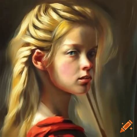 Fantasy Character With Braided Blonde Hair And A Sword