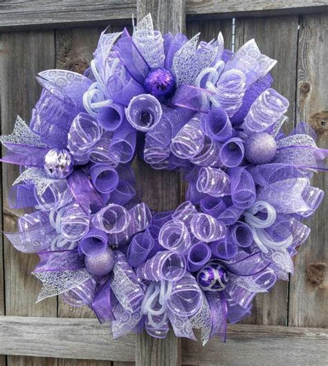 Purple Christmas Wreath Purple Mesh Wreath Lavender Etsy Purple