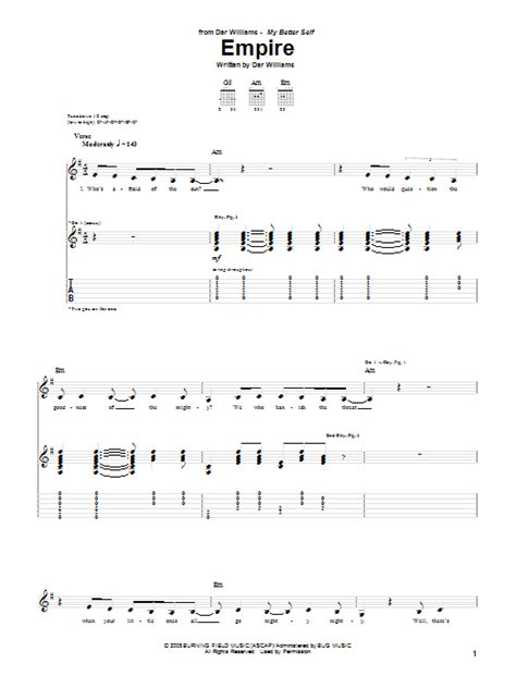 The Empire Sheet Music Dar Williams Guitar Tab