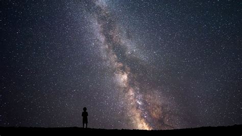 Wallpaper Night Sky Silhouette Stars Milky Way Atmosphere
