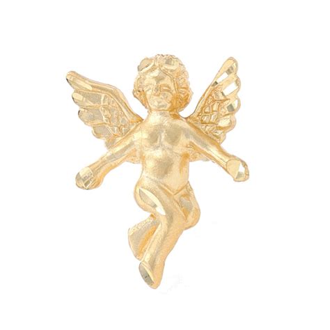 Yellow Gold Guardian Angel Lapel Pin 14k Faith Cherub Wilson Brothers Jewelry