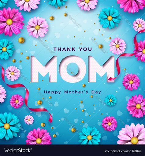 happy mothers day greeting card design with flower