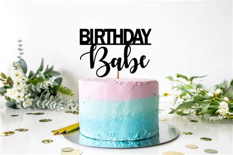 Birthday Babe Birthday Cake Topper Etsy