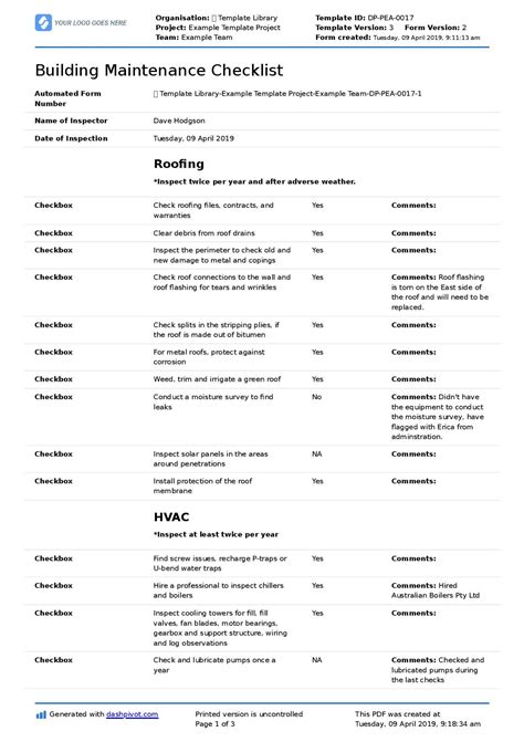 Free checklist templates for excel. Free Building Maintenance Checklist (Better Than Pdf ...