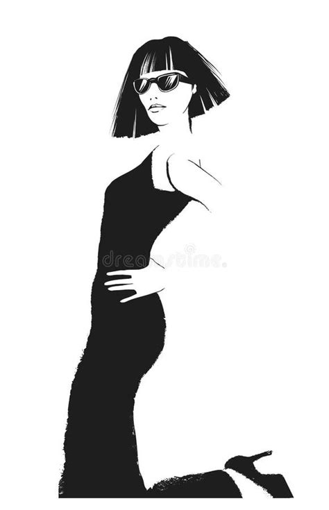 Fashion Woman Model With A Black Hat Stock Vector Illustration Of