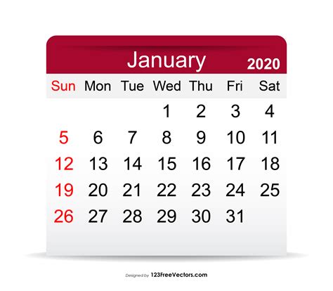 Free January 2020 Calendar