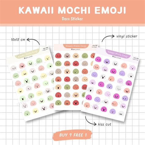 Jual Kawaii Mochi Emoji Deco Sticker By Aera Art Studio Stiker