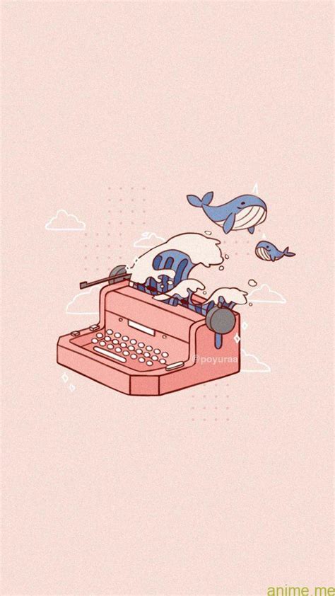 Red aesthetic wallpapers for free download. Cute Pink Aesthetic Narwhal Wave Typewriter Doodle Telephone Wallpaper - Gladys - Anime Blog