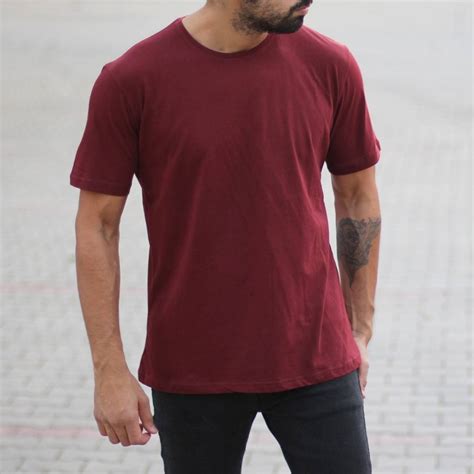 Mens Oversized Basic T Shirt Claret Red