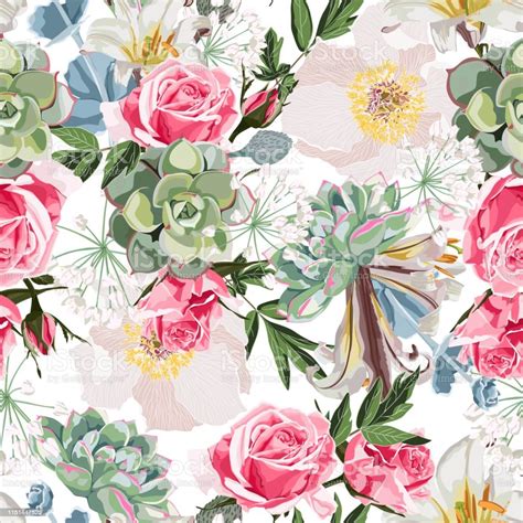 Spring Blossom Floral Seamless Pattern Vintage Background Wallpaper