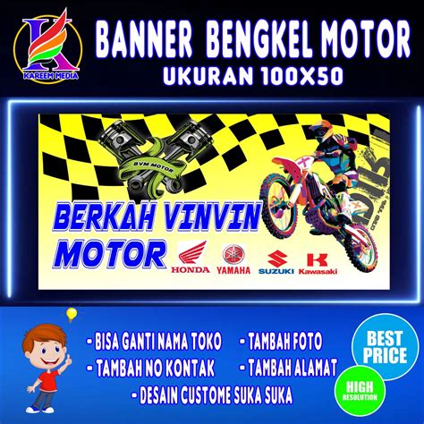 Spanduk Banner Backdrop Bengkel Motor BannerBengkel Motor Custome