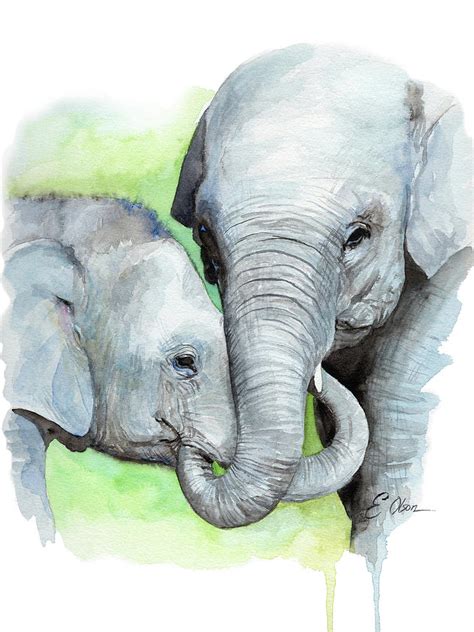 Add a wonderful accent to your room and office mama elephant baby elephant the price is for each individual shirt, not a set. Mother and Baby Elephant Painting by Emily Olson