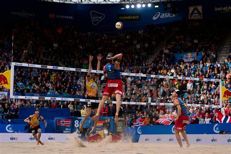 He won a medal at the 2019 beach volleyball world championships. Anders Mol winds up for a spike/Michael Gomez photography ...