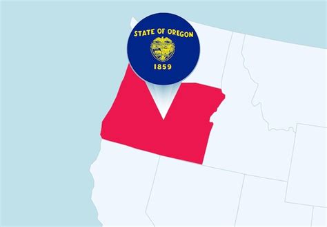 Premium Vector United States With Selected Oregon Map And Oregon Flag