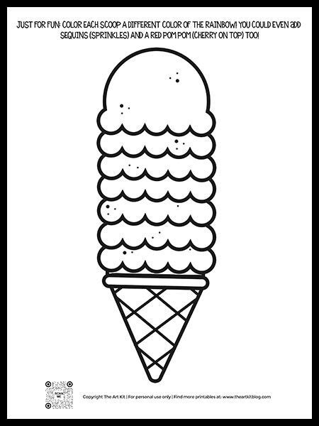 Free Printable Seven Scoop Ice Cream Cone Coloring Page Ice Cream Coloring Pages Coloring