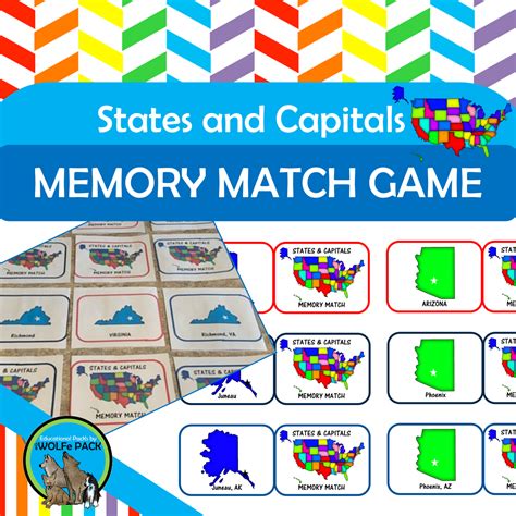 States And Capitals Memory Match Game The Wolfe Pack
