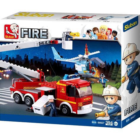 Proudnada Toys ของเล่นเด็กชุดตัวต่อเลโก้รถ เฮริคอปเตอร์ดับเพลิง Sluban