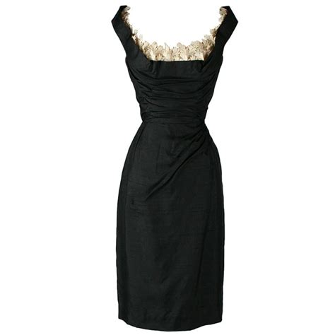 Vintage 1950s Black Silk Shelf Bust Deadstock Wiggle Dress Vintage