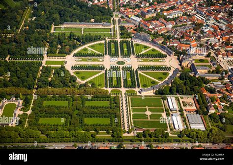 Aerial View French Garden Baroque Garden With The Longitudinal And