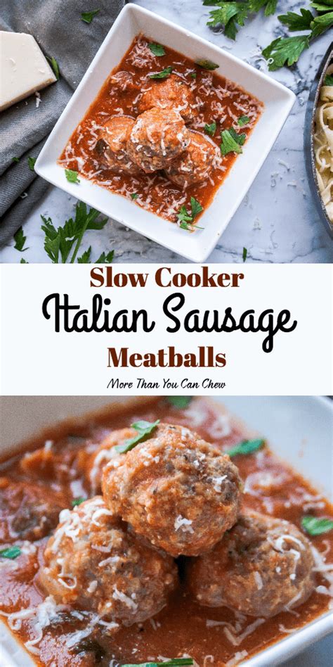Cover, reduce heat, and simmer until meatballs are cooked through, turning often, about 20 minutes. Slow Cooker Italian Sausage Meatballs | Recipe | Crockpot ...